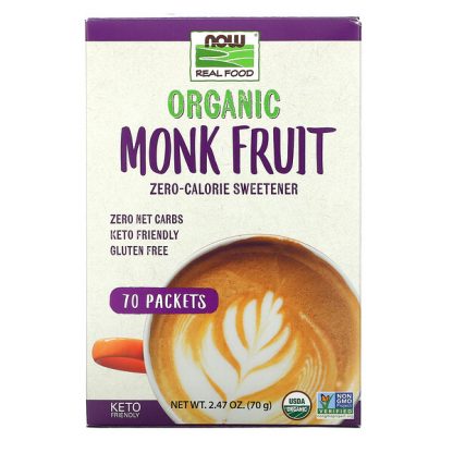 NOW Foods, Real Food, Organic Monk Fruit Zero-Calorie Sweetener, 70 Packets, 2.47 oz (70 g)