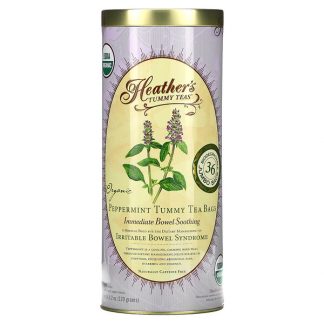 Heather's Tummy Care, Tummy Teas, Organic Peppermint Tea Bags, Caffeine Free, 36 Tea Bags, 4.2 oz (120 g)