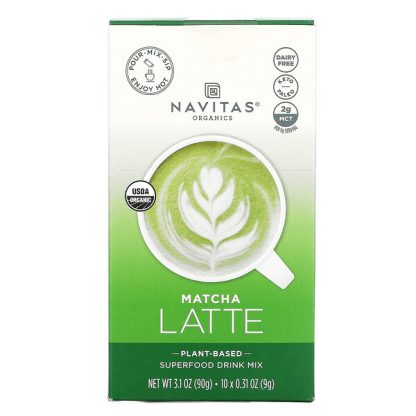 Navitas Organics, Superfood Drink Mix, Matcha Latte, 10 Packets, 0.31 oz (9 g) Each