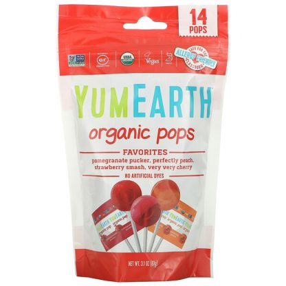 YumEarth, Organic Pops, Favorites, 14 Pops, 3.1 oz (87 g)