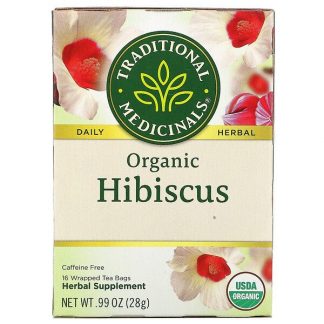 Traditional Medicinals, Organic Hibiscus, Caffeine Free, 16 Wrapped Tea Bags, .99 oz (28 g)