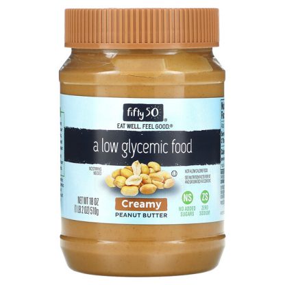 Fifty 50, Low Glycemic Peanut Butter, Creamy, 18 oz (510 g)