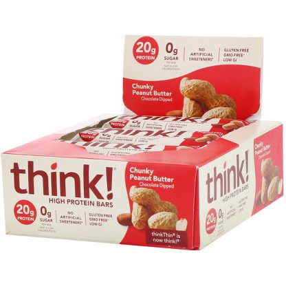 Think !, High Protein Bars, Chunky Peanut Butter, 10 Bars, 2.1 oz (60 g) Each