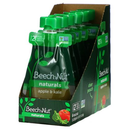 Beech-Nut, Naturals, Stage 2, Apple & Kale, 6 Pouches, 3.5 oz (99 g) Each