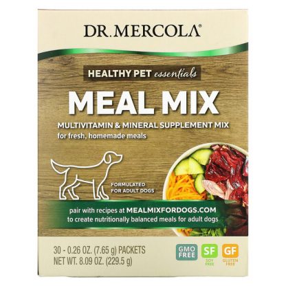 Dr. Mercola, Meal Mix, Multivitamin and Mineral Supplement Mix for Adult Dogs, 30 Packets, 0.26 oz (7.65 g) Each