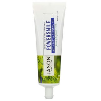 Jason Natural, PowerSmile, Anti-Cavity & Whitening Gel, Powerful Peppermint, 6 oz (170 g)