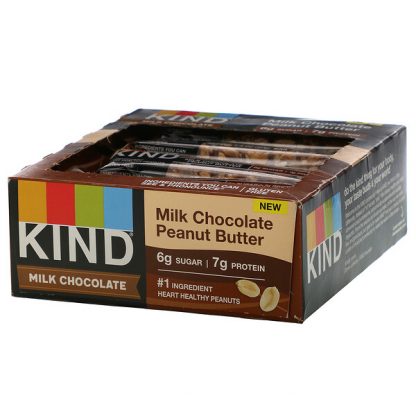 KIND Bars, Milk Chocolate, Peanut Butter, 12 Bars, 1.4 oz (40 g) Each