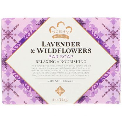 Nubian Heritage, Lavender & Wildflowers Bar Soap, 5 oz (142 g)