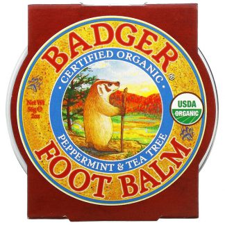 Badger Company, Foot Balm, Peppermint & Tea Tree, 2 oz (56 g)