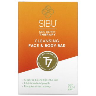 Sibu Beauty, Sea Berry Therapy, Cleansing Face and Body Bar, Sea Buckthorn Oil, T7, 3.5 oz