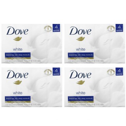 Dove, Beauty Bar Soap with Deep Moisture, White, 4 Bars, 3.75 oz (106 g) Each