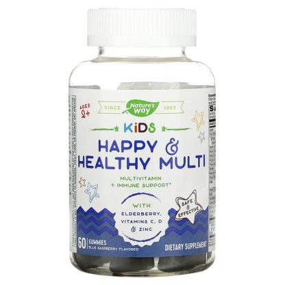 Nature's Way, Kids, Happy & Healthy Multi, Ages 2 +, Blue Raspberry, 60 Gummies