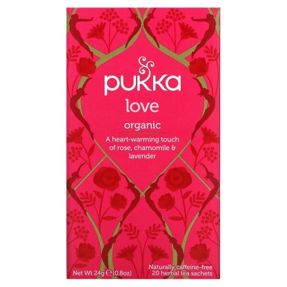 Pukka Herbs, Organic Herbal Tea, Love, Caffeine Free, 20 Sachets, 0.04 oz (1.2 g) Each