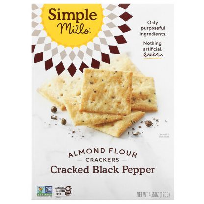 Simple Mills, Almond Flour Crackers, Cracked Black Pepper, 4.25 oz (120 g)