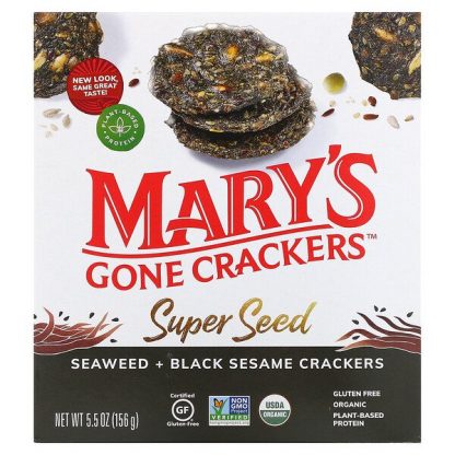 Mary's Gone Crackers, Super Seed Crackers, Seaweed & Black Sesame, 5.5 oz (155 g)