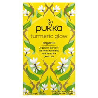 Pukka Herbs, Organic Herbal Tea, Turmeric Glow, Caffeine Free, 20 Sachets, 0.06 oz (1.8 g) Each