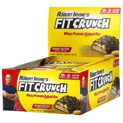 FITCRUNCH, Whey Protein Baked Bar, Peanut Butter, 12 Bars, (3.10 oz) 88 g Each