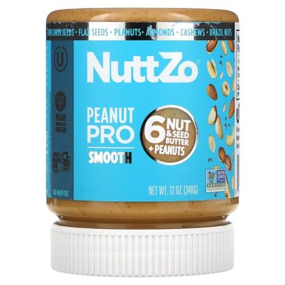 Nuttzo, Peanut Pro, 6 Nut & Seed Butter + Peanuts, Smooth, 12 oz (340 g)