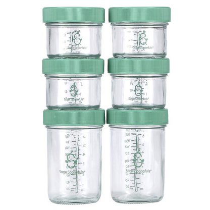 Sage Spoonfuls, Glass Baby Food Storage Jars, 6 Pack