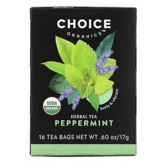 Choice Organic Teas, Herbal Tea, Peppermint, 16 Tea Bags, .60 oz (17 g)