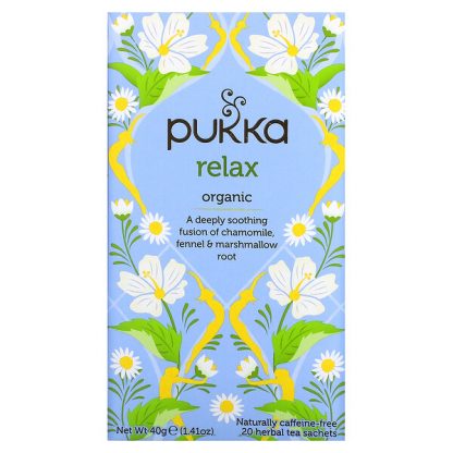 Pukka Herbs, Organic Herbal Tea , Relax, Caffeine Free, 20 Sachets, 0.07 oz (2 g) Each