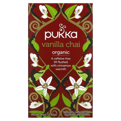 Pukka Herbs, Organic Herbal Tea, Vanilla Chai, Caffeine Free, 20 Sachets, 0.07 oz (2 g) Each