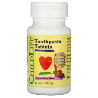 ChildLife, Toothpaste Tablets, Natural Berry Flavor, 500 mg, 60 Tablets