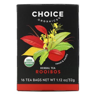 Choice Organic Teas, Herbal Tea, Rooibos, Caffeine-Free, 16 Tea Bags, 1.12 oz (32 g)