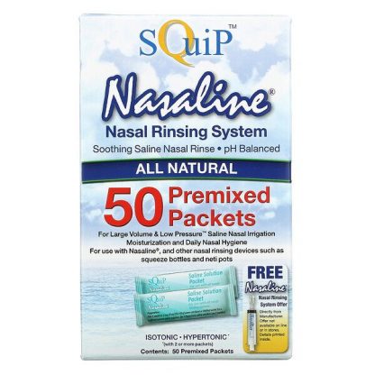 Squip, Nasaline, Nasal Rinsing System, 50 Premixed Packets