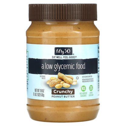 Fifty 50, Low Glycemic Peanut Butter, Crunchy, 18 oz (510 g)