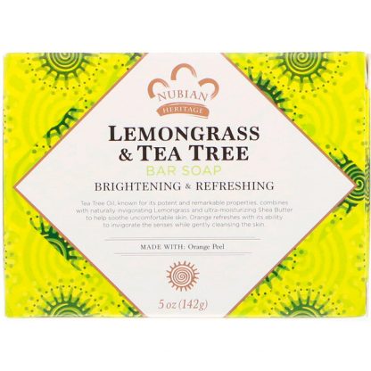 Nubian Heritage, Lemongrass & Tea Tree Bar Soap, 5 oz (142 g)