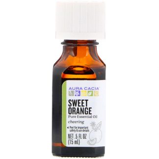 Aura Cacia, Pure Essential Oil, Sweet Orange, 0.5 fl oz (15 ml)