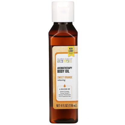 Aura Cacia, Aromatherapy Body Oil, Relaxing, Sweet Orange, 4 fl oz (118 ml)