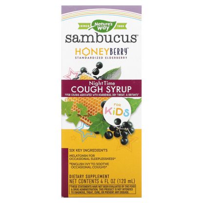 Nature's Way, Sambucus for Kids, HoneyBerry NightTime Cough Syrup, 4 fl oz (120 ml)