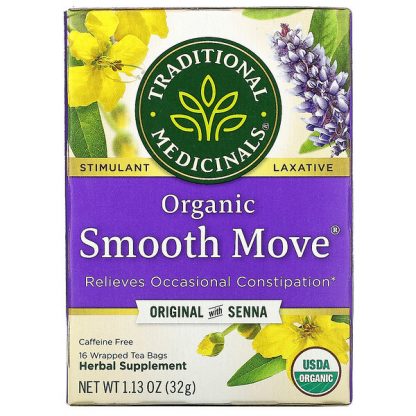 Traditional Medicinals, Organic Smooth Move, Original with Senna, Caffeine Free, 16 Wrapped Tea Bags, 1.13 oz (32 g)