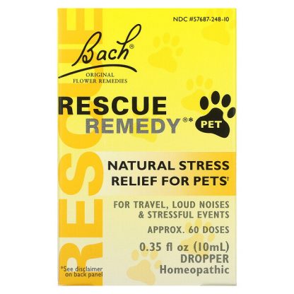 Bach, Original Flower Remedies, Rescue Remedy Pet, Natural Stress Relief, Dropper, Alcohol-Free, 0.35 fl oz (10 ml)