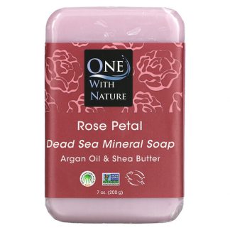 One with Nature, Dead Sea Mineral Soap Bar, Rose Petal, 7 oz (200 g)