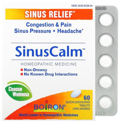 Boiron, SinusCalm, Sinus Relief, Unflavored, 60 Quick-Dissolving Tablets