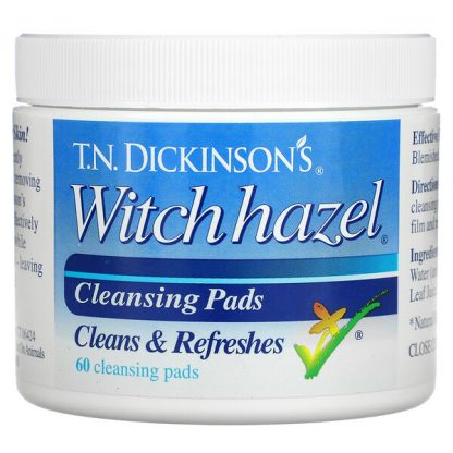 Dickinson Brands, T.N. Dickinson's Witch Hazel Cleansing Pads, 60 Pads