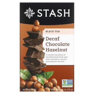 Stash Tea, Black Tea, Chocolate Hazelnut, Decaf, 18 Tea Bags, 1.2 oz (36 g)