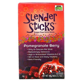 NOW Foods, Real Food, Slender Sticks, Pomegranate Berry, 12 Sticks, 0.14 oz (4 g) Each