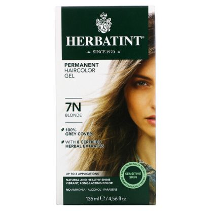 Herbatint, Permanent Haircolor Gel, 7N Blonde, 4.56 fl oz (135 ml)