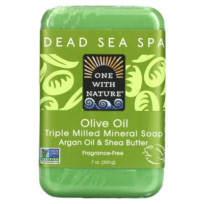 One with Nature, Triple Milled Mineral Soap Bar, Olive Oil, Fragrance Free, 7 oz (200 g)