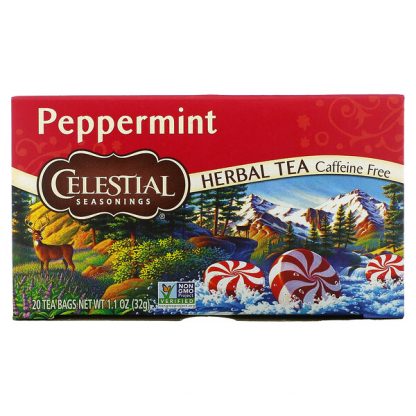 Celestial Seasonings, Herbal Tea, Peppermint, Caffeine Free, 20 Tea Bags, 1.1 oz (32 g)