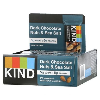 KIND Bars, Nuts & Spices, Dark Chocolate Nuts & Sea Salt, 12 Bars, 1.4 oz (40 g) Each