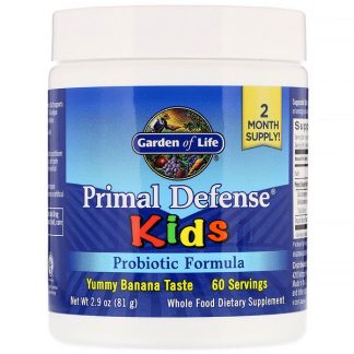 Garden of Life, Kids, Primal Defense, Probiotic Formula, Natural Banana Flavor, 2.9 oz (81 g)