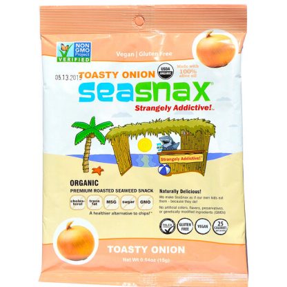 SeaSnax, Organic Premium Roasted Seaweed Snack, Toasty Onion, 0.54 oz (15 g)