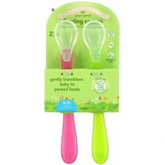 Green Sprouts, Feeding Spoons, 6-12 Months, Pink, 2 Pack