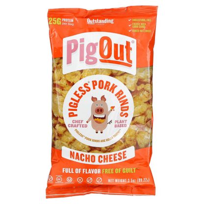 Pigout, Pigless Pork Rinds, Nacho Cheese, 3.5 oz (99.22 g)