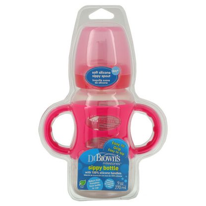 Dr. Brown's, Milestones, Sippy Bottle, 6M+, Pink, 9 oz (270 ml)